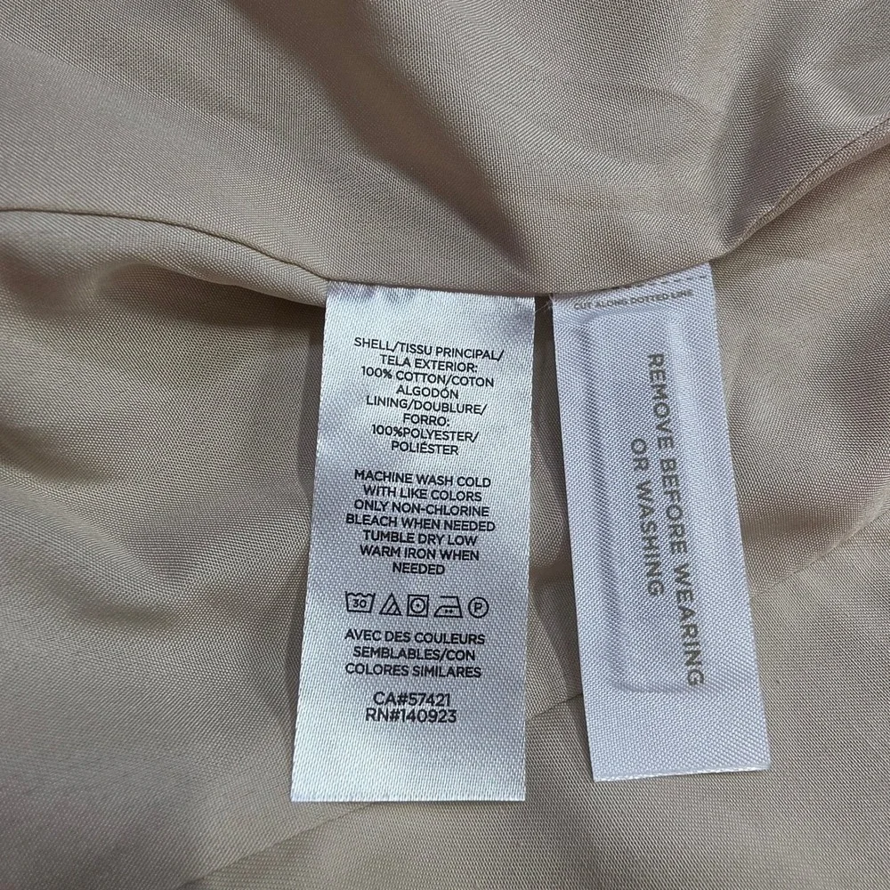 Loft Trench Coat Womens Petite Small SP Beige Good Belted Pleated Back Outerwear